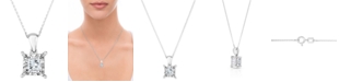 TruMiracle Diamond Princess Solitaire Plus 18" Pendant Necklace (3/4 ct. t.w.) in 14k White Gold